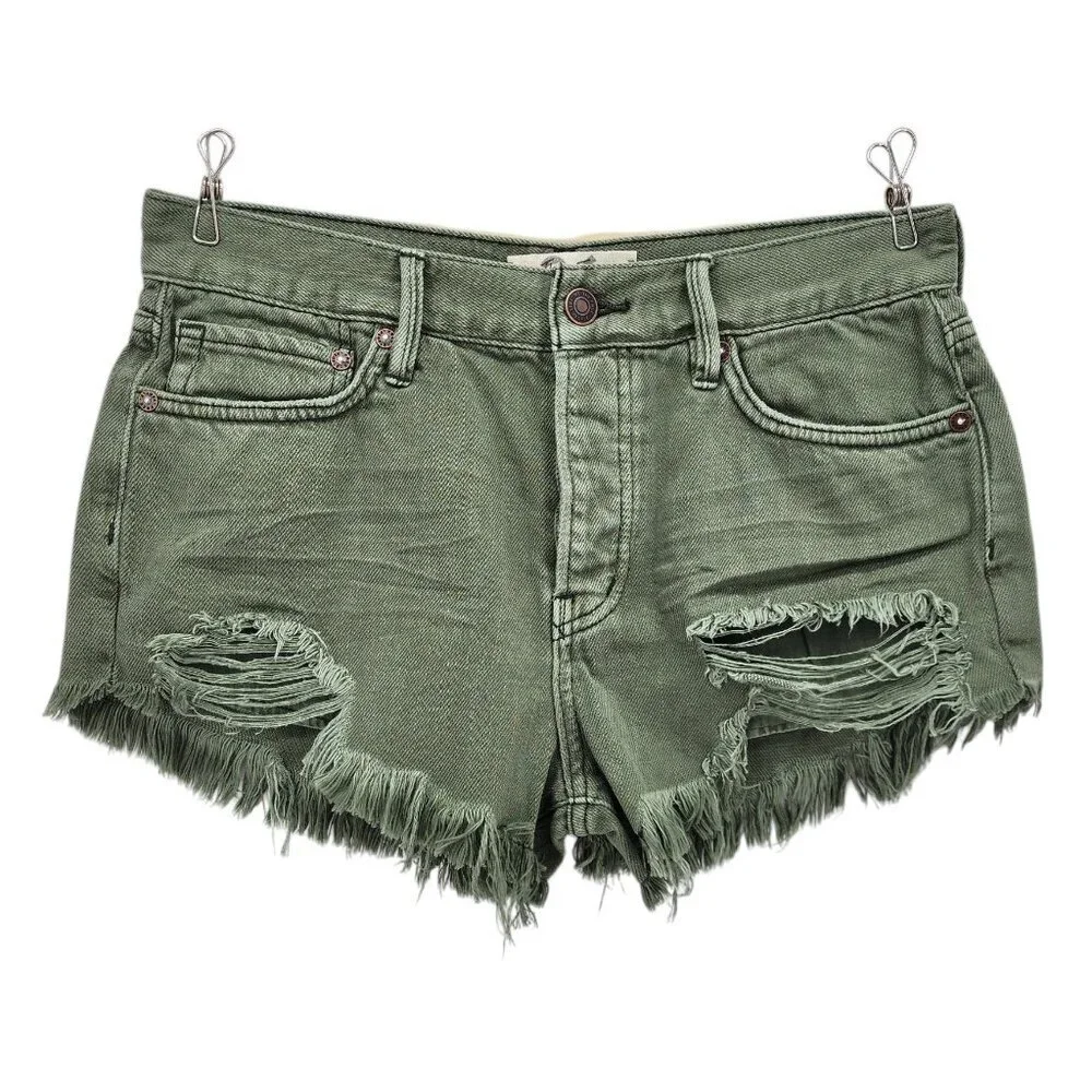 Free People We The Free Womens 26 Shorts Loving Good Vibrations Cut Off Jean